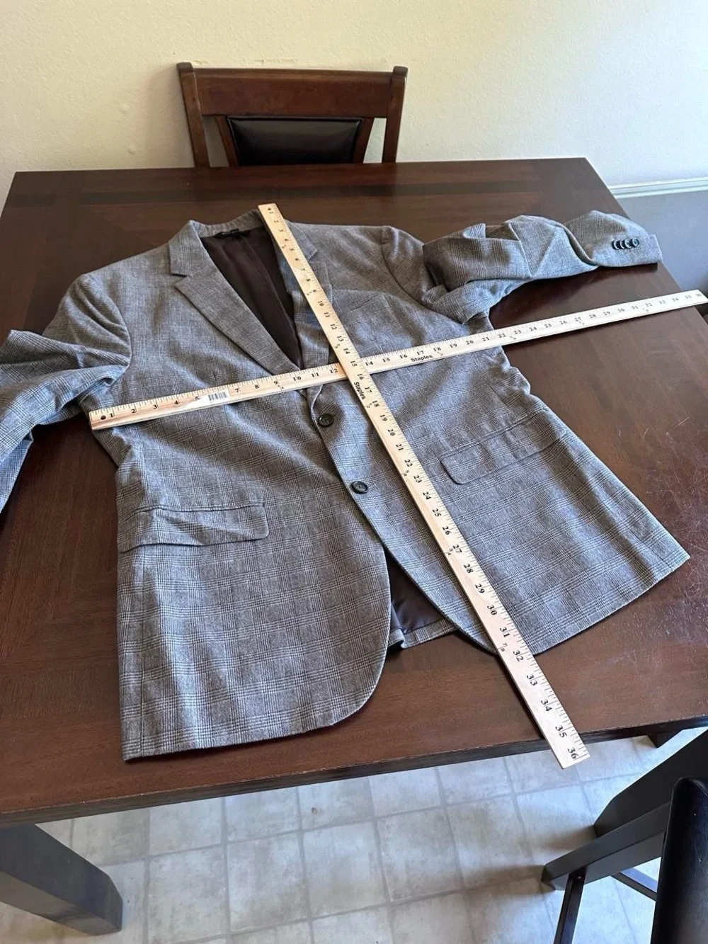 Banana Republic Gray Glen Plaid Sport Coat Blazer Men’s 44R Slim Fit